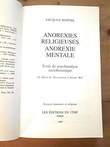 Anorexies religieuses - Anorexie mentale