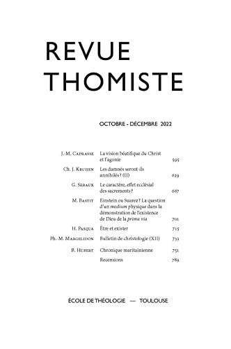 Revue thomiste, CXXXe année - T. CXXII - N°4 - Octobre-Décembre 2022